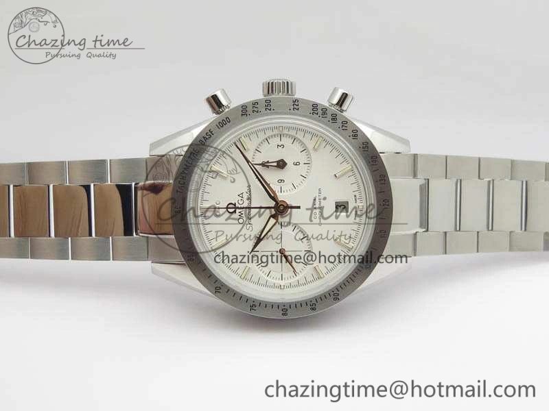 Speedmaster ’57 Co-Axial OMF 1:1 Best Edition White Dial RG Markers On SS Bracelet A Elegant 8144