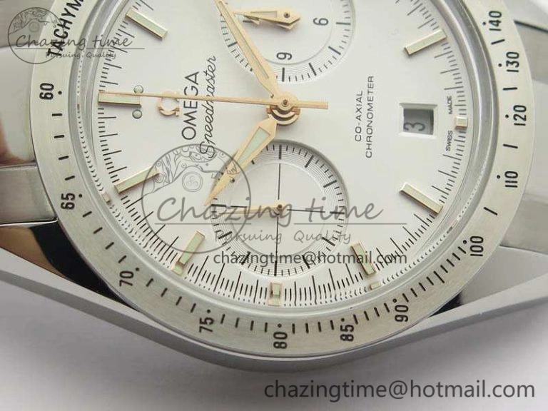 Speedmaster ’57 Co-Axial OMF 1:1 Best Edition White Dial RG Markers On SS Bracelet A Elegant 8144