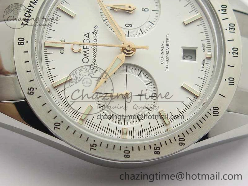 Speedmaster ’57 Co-Axial OMF 1:1 Best Edition White Dial RG Markers On SS Bracelet A Elegant 8144
