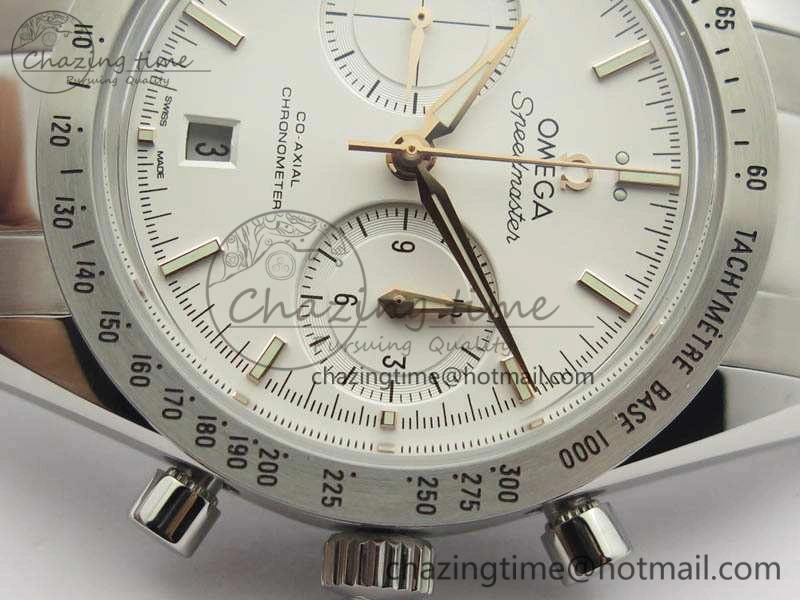 Speedmaster ’57 Co-Axial OMF 1:1 Best Edition White Dial RG Markers On SS Bracelet A Elegant 8144