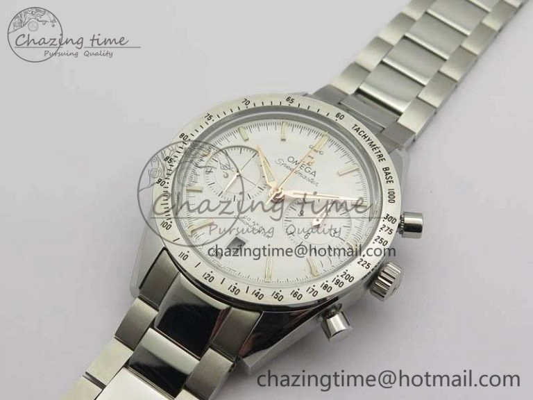 Speedmaster ’57 Co-Axial OMF 1:1 Best Edition White Dial RG Markers On SS Bracelet A Elegant 8144