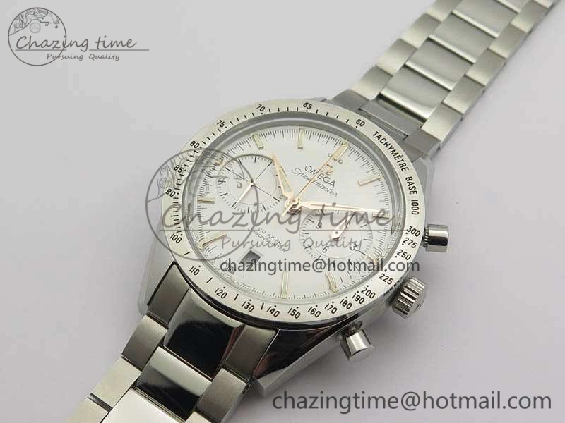 Speedmaster ’57 Co-Axial OMF 1:1 Best Edition White Dial RG Markers On SS Bracelet A Elegant 8144