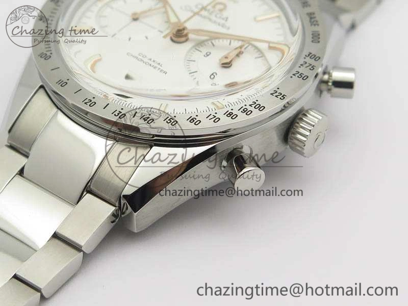 Speedmaster ’57 Co-Axial OMF 1:1 Best Edition White Dial RG Markers On SS Bracelet A Elegant 8144