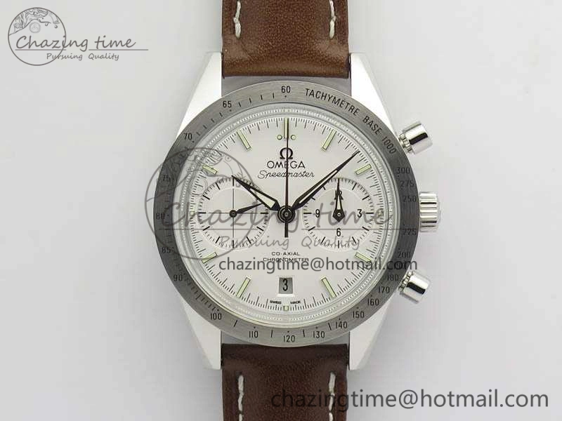 Speedmaster ’57 Co-Axial OMF 1:1 Best Edition White Dial Silver Markers A9300 (Free Leather Strap) Lightweight 8133