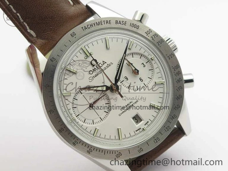 Speedmaster ’57 Co-Axial OMF 1:1 Best Edition White Dial Silver Markers A9300 (Free Leather Strap) Lightweight 8133