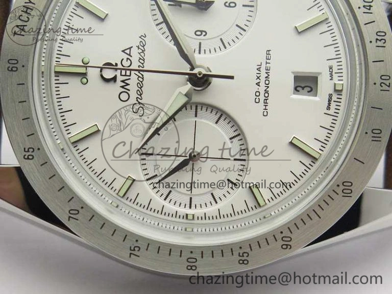 Speedmaster ’57 Co-Axial OMF 1:1 Best Edition White Dial Silver Markers A9300 (Free Leather Strap) Lightweight 8133