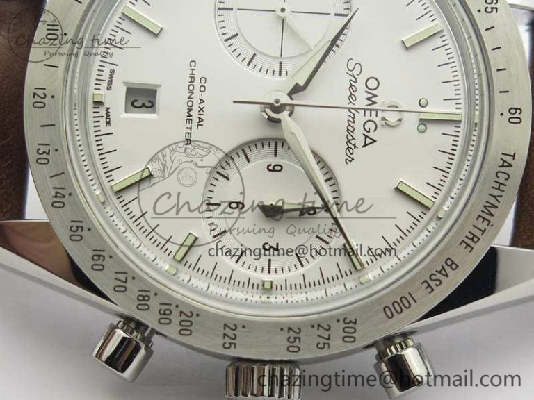 Speedmaster ’57 Co-Axial OMF 1:1 Best Edition White Dial Silver Markers A9300 (Free Leather Strap) Lightweight 8133