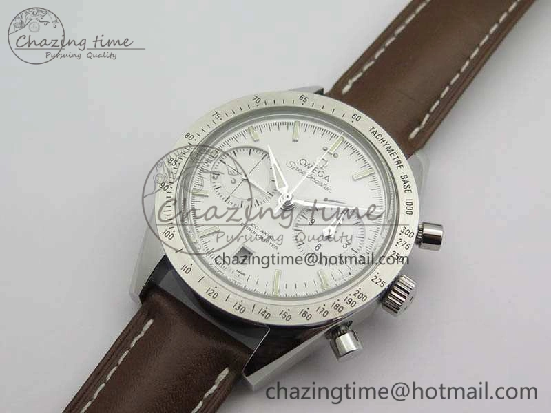 Speedmaster ’57 Co-Axial OMF 1:1 Best Edition White Dial Silver Markers A9300 (Free Leather Strap) Lightweight 8133