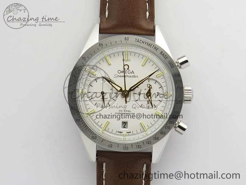 Speedmaster ’57 Co-Axial OMF 1:1 Best Edition White Dial YG Markers A9300 (Free Leather Strap) FashionForward 8134