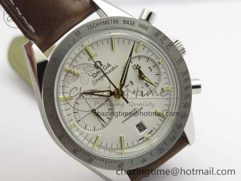 Speedmaster ’57 Co-Axial OMF 1:1 Best Edition White Dial YG Markers A9300 (Free Leather Strap) FashionForward 8134