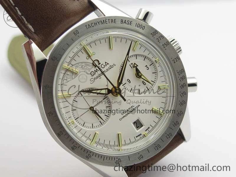 Speedmaster ’57 Co-Axial OMF 1:1 Best Edition White Dial YG Markers A9300 (Free Leather Strap) FashionForward 8134
