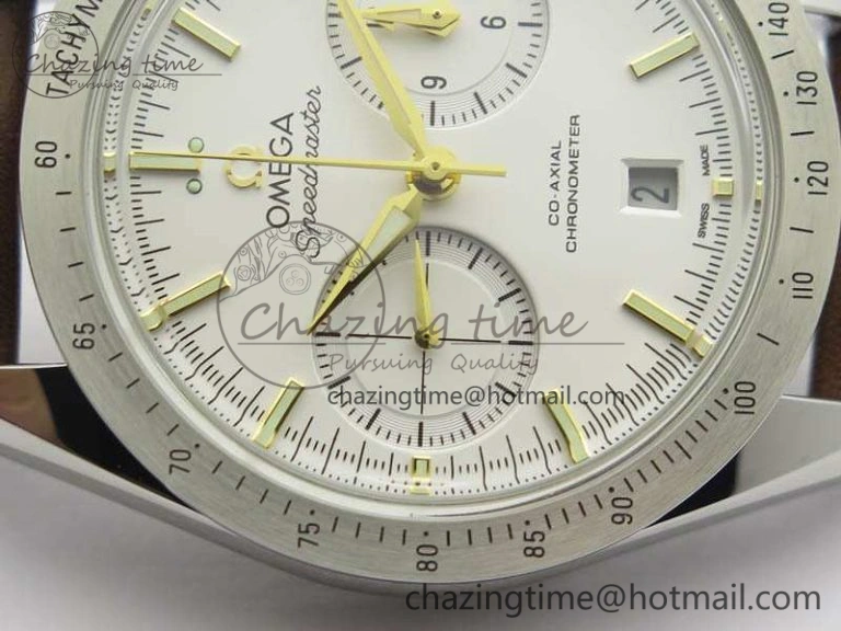 Speedmaster ’57 Co-Axial OMF 1:1 Best Edition White Dial YG Markers A9300 (Free Leather Strap) FashionForward 8134