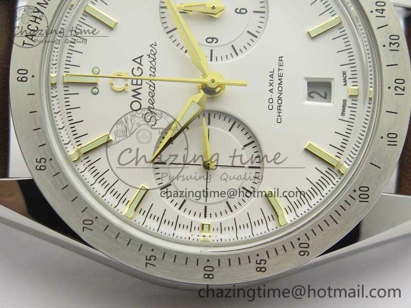 Speedmaster ’57 Co-Axial OMF 1:1 Best Edition White Dial YG Markers A9300 (Free Leather Strap) FashionForward 8134