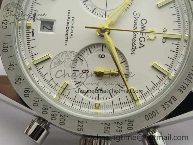 Speedmaster ’57 Co-Axial OMF 1:1 Best Edition White Dial YG Markers A9300 (Free Leather Strap) FashionForward 8134