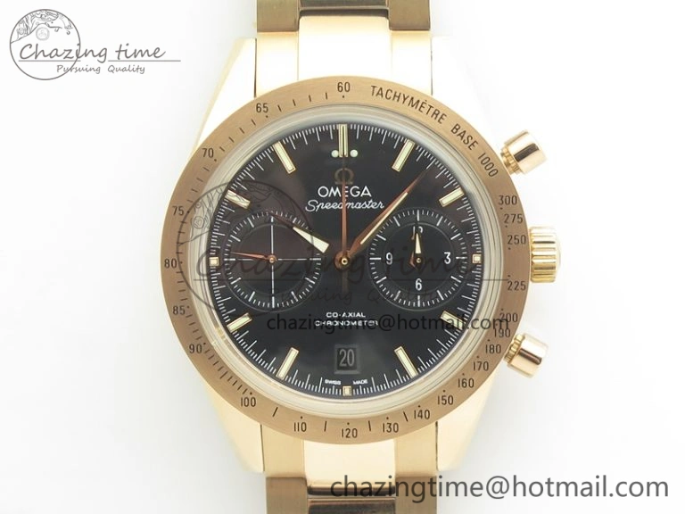 Speedmaster ’57 Co-Axial RG OMF 1:1 Best Edition Black Dial On RG Bracelet A9300 (Free Leather Strap) MoistureWicking 8070
