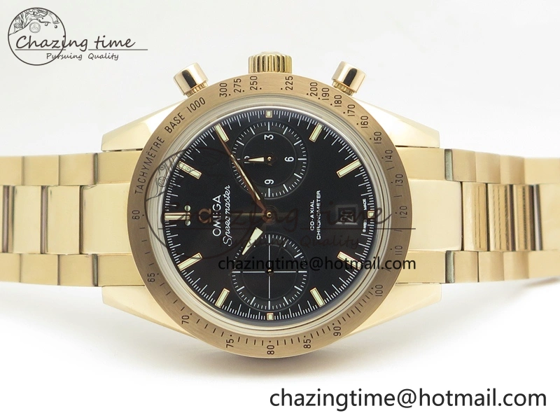 Speedmaster ’57 Co-Axial RG OMF 1:1 Best Edition Black Dial On RG Bracelet A9300 (Free Leather Strap) MoistureWicking 8070