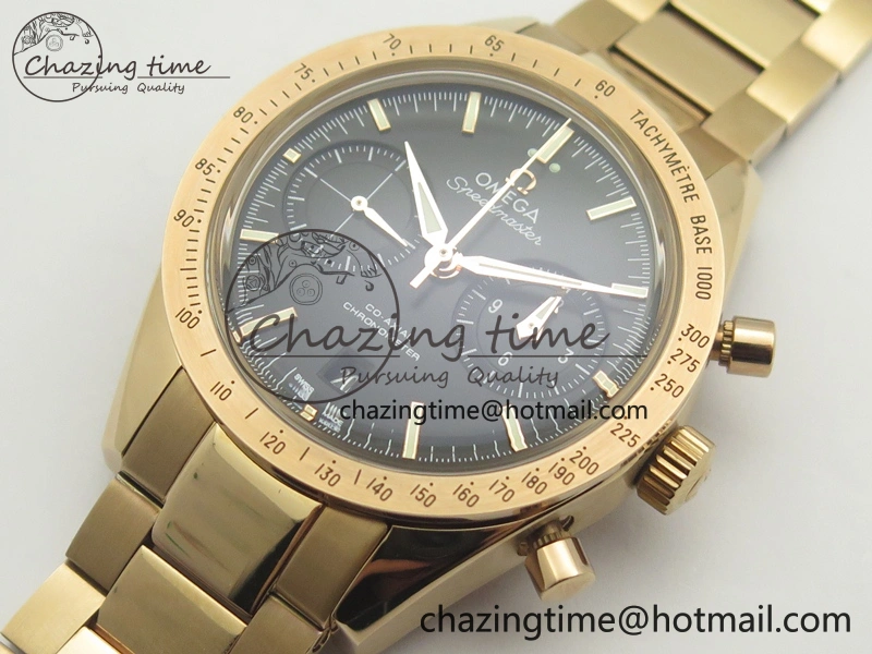 Speedmaster ’57 Co-Axial RG OMF 1:1 Best Edition Black Dial On RG Bracelet A9300 (Free Leather Strap) MoistureWicking 8070