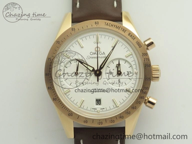 Speedmaster ’57 Co-Axial RG OMF 1:1 Best Edition White Dial On Leather Strap A9300 (Free Leather Strap) Effortless 8063
