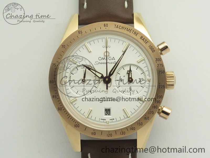 Speedmaster ’57 Co-Axial RG OMF 1:1 Best Edition White Dial On Leather Strap A9300 (Free Leather Strap) Effortless 8063