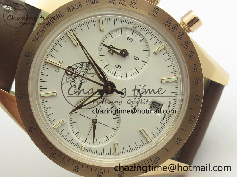 Speedmaster ’57 Co-Axial RG OMF 1:1 Best Edition White Dial On Leather Strap A9300 (Free Leather Strap) Effortless 8063