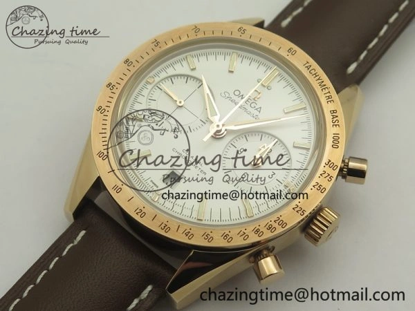 Speedmaster ’57 Co-Axial RG OMF 1:1 Best Edition White Dial On Leather Strap A9300 (Free Leather Strap) Effortless 8063