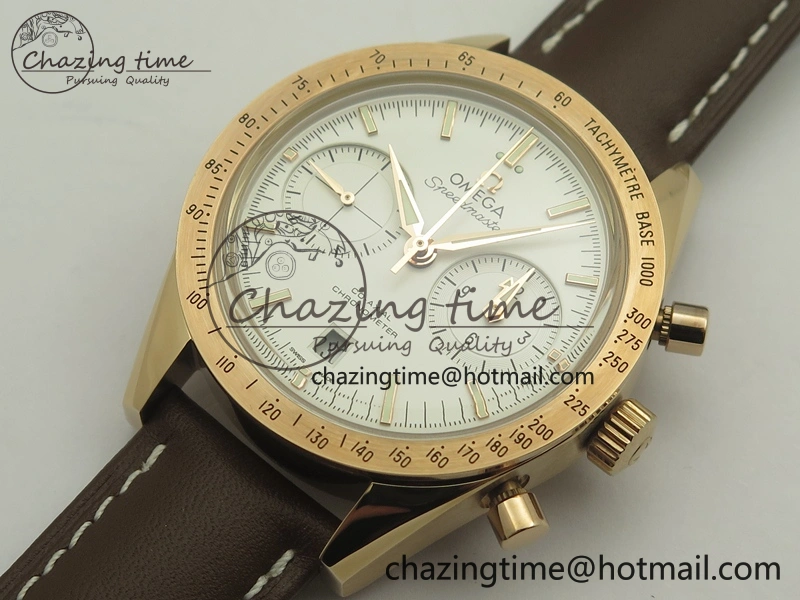 Speedmaster ’57 Co-Axial RG OMF 1:1 Best Edition White Dial On Leather Strap A9300 (Free Leather Strap) Effortless 8063