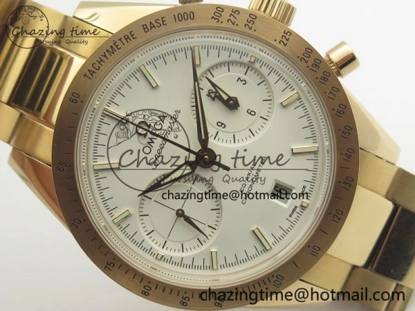 Speedmaster ’57 Co-Axial RG OMF 1:1 Best Edition White Dial On RG Bracelet A9300 (Free Leather Strap) Durable 8065
