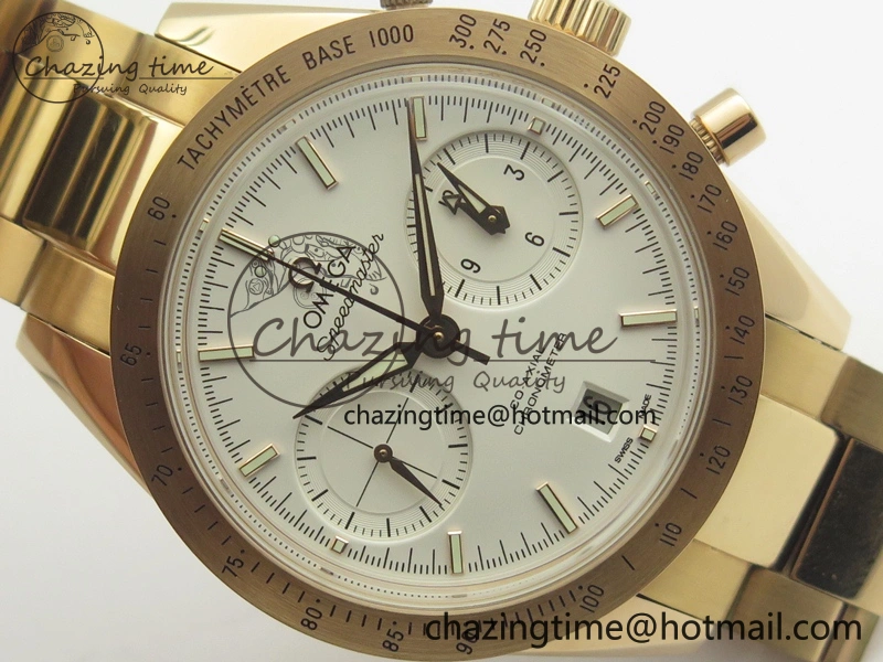 Speedmaster ’57 Co-Axial RG OMF 1:1 Best Edition White Dial On RG Bracelet A9300 (Free Leather Strap) Durable 8065