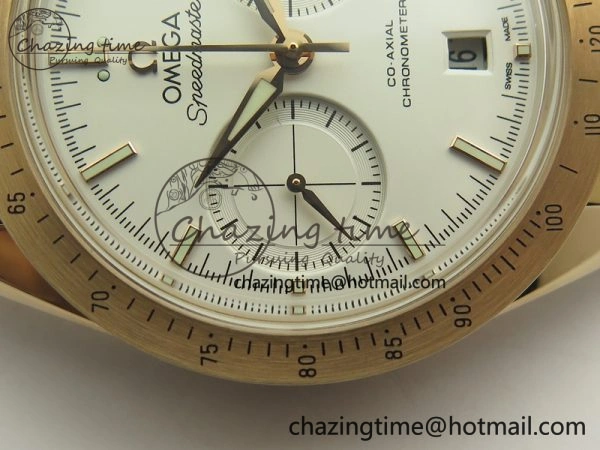 Speedmaster ’57 Co-Axial RG OMF 1:1 Best Edition White Dial On RG Bracelet A9300 (Free Leather Strap) Durable 8065