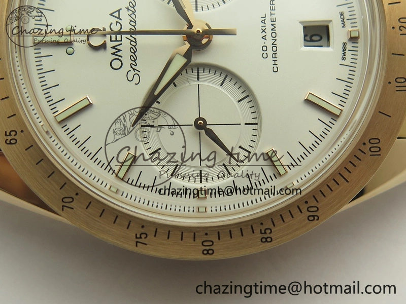 Speedmaster ’57 Co-Axial RG OMF 1:1 Best Edition White Dial On RG Bracelet A9300 (Free Leather Strap) Durable 8065