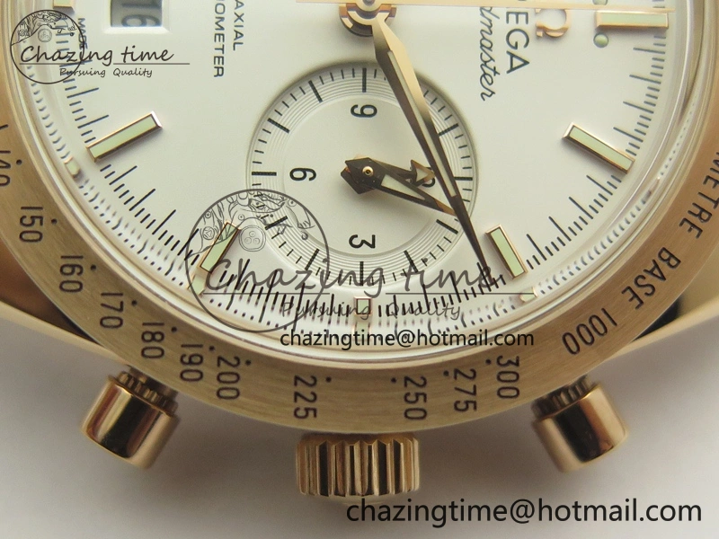 Speedmaster ’57 Co-Axial RG OMF 1:1 Best Edition White Dial On RG Bracelet A9300 (Free Leather Strap) Durable 8065
