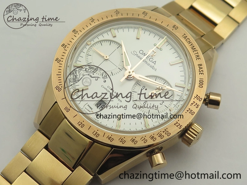 Speedmaster ’57 Co-Axial RG OMF 1:1 Best Edition White Dial On RG Bracelet A9300 (Free Leather Strap) Durable 8065