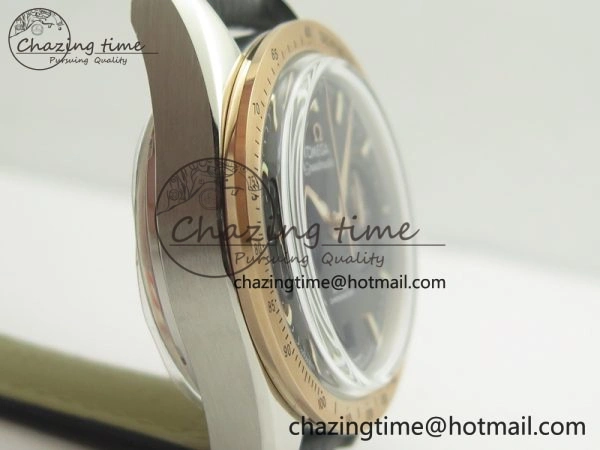 Speedmaster ’57 Co-Axial SS RG OMF 1:1 Best Edition Black Dial On Leather Strap A9300 (Free Leather Strap) ComfortFit 8067