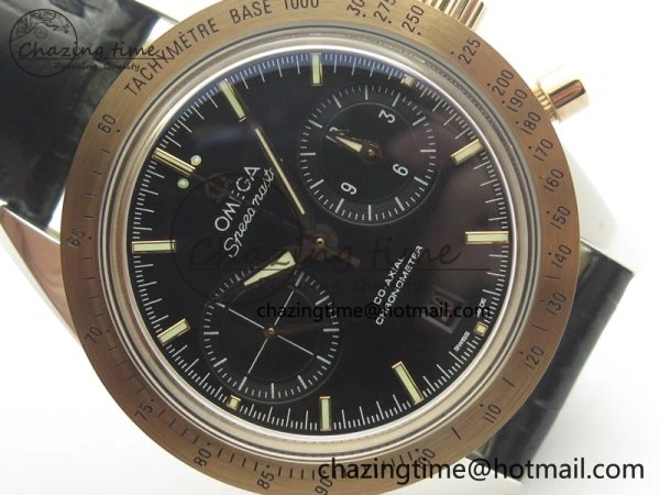 Speedmaster ’57 Co-Axial SS RG OMF 1:1 Best Edition Black Dial On Leather Strap A9300 (Free Leather Strap) ComfortFit 8067