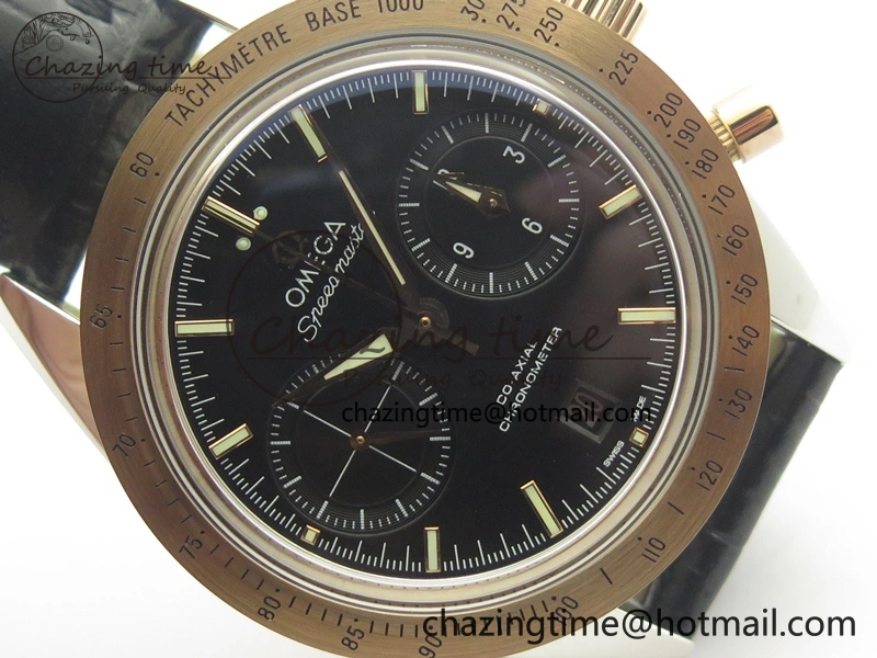 Speedmaster ’57 Co-Axial SS RG OMF 1:1 Best Edition Black Dial On Leather Strap A9300 (Free Leather Strap) ComfortFit 8067