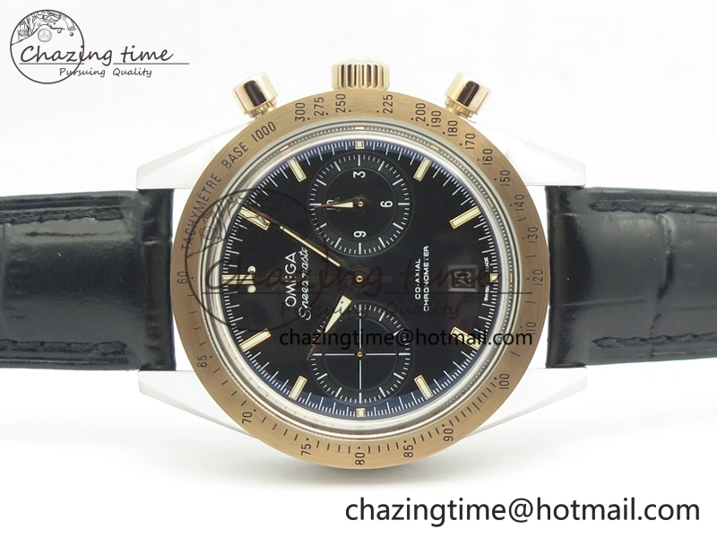 Speedmaster ’57 Co-Axial SS RG OMF 1:1 Best Edition Black Dial On Leather Strap A9300 (Free Leather Strap) ComfortFit 8067