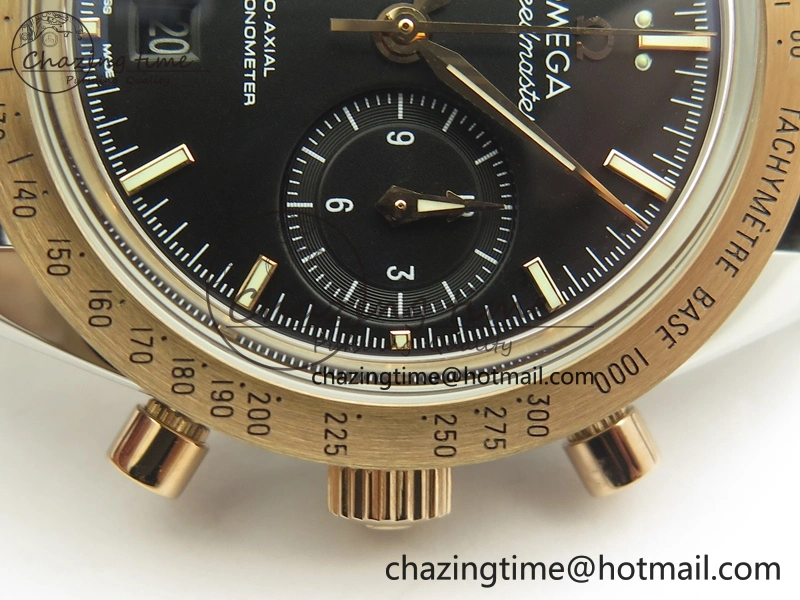 Speedmaster ’57 Co-Axial SS RG OMF 1:1 Best Edition Black Dial On Leather Strap A9300 (Free Leather Strap) ComfortFit 8067