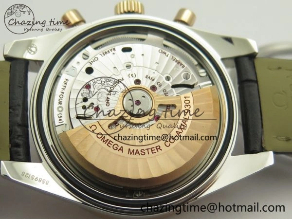 Speedmaster ’57 Co-Axial SS RG OMF 1:1 Best Edition Black Dial On Leather Strap A9300 (Free Leather Strap) ComfortFit 8067