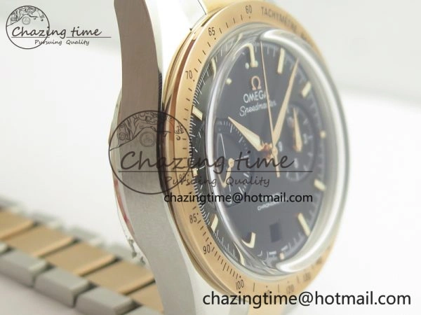 Speedmaster ’57 Co-Axial SS RG OMF 1:1 Best Edition Black Dial On SS RG Bracelet A9300 (Free Leather Strap) SmartChoice 8071