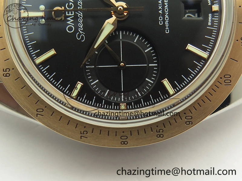 Speedmaster ’57 Co-Axial SS RG OMF 1:1 Best Edition Black Dial On SS RG Bracelet A9300 (Free Leather Strap) SmartChoice 8071