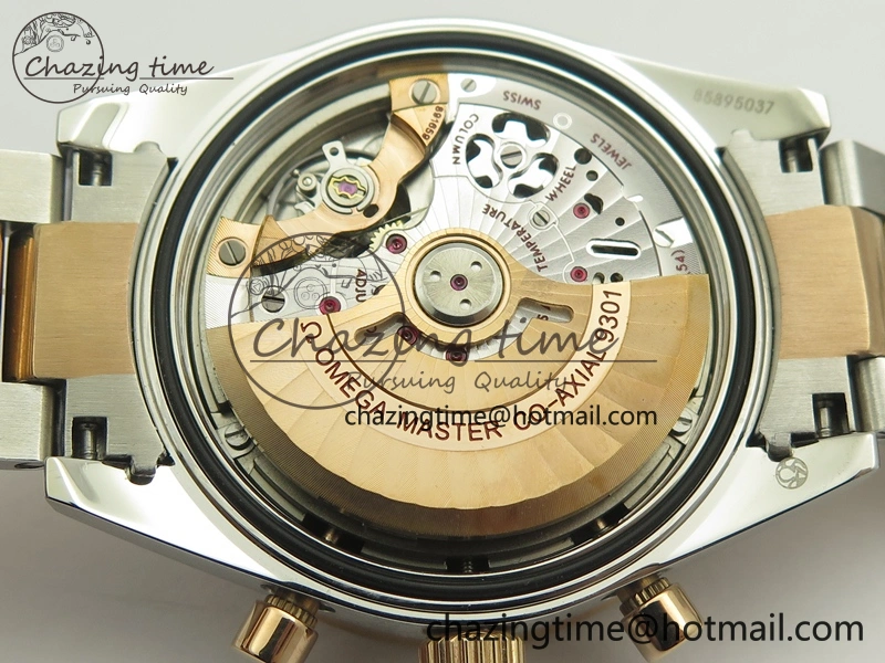Speedmaster ’57 Co-Axial SS RG OMF 1:1 Best Edition Black Dial On SS RG Bracelet A9300 (Free Leather Strap) SmartChoice 8071