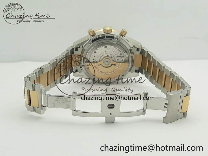 Speedmaster ’57 Co-Axial SS RG OMF 1:1 Best Edition Black Dial On SS RG Bracelet A9300 (Free Leather Strap) SmartChoice 8071
