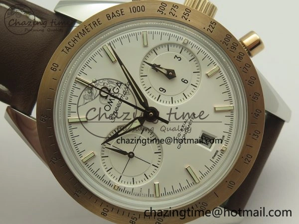 Speedmaster ’57 Co-Axial SS RG OMF 1:1 Best Edition White Dial On Leather Strap A9300 (Free Leather Strap) TopPick 8072