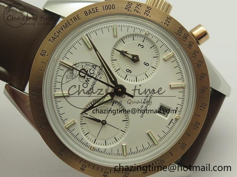 Speedmaster ’57 Co-Axial SS RG OMF 1:1 Best Edition White Dial On Leather Strap A9300 (Free Leather Strap) TopPick 8072