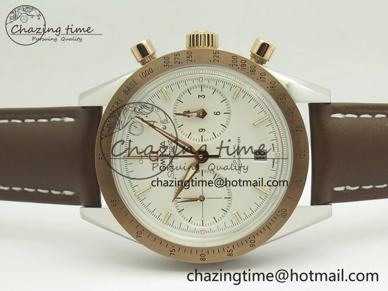 Speedmaster ’57 Co-Axial SS RG OMF 1:1 Best Edition White Dial On Leather Strap A9300 (Free Leather Strap) TopPick 8072
