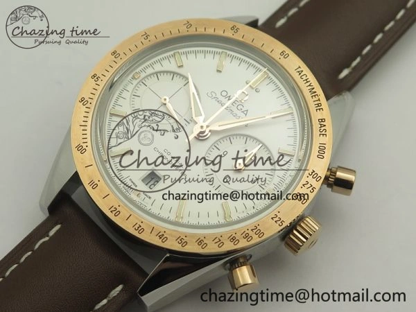 Speedmaster ’57 Co-Axial SS RG OMF 1:1 Best Edition White Dial On Leather Strap A9300 (Free Leather Strap) TopPick 8072