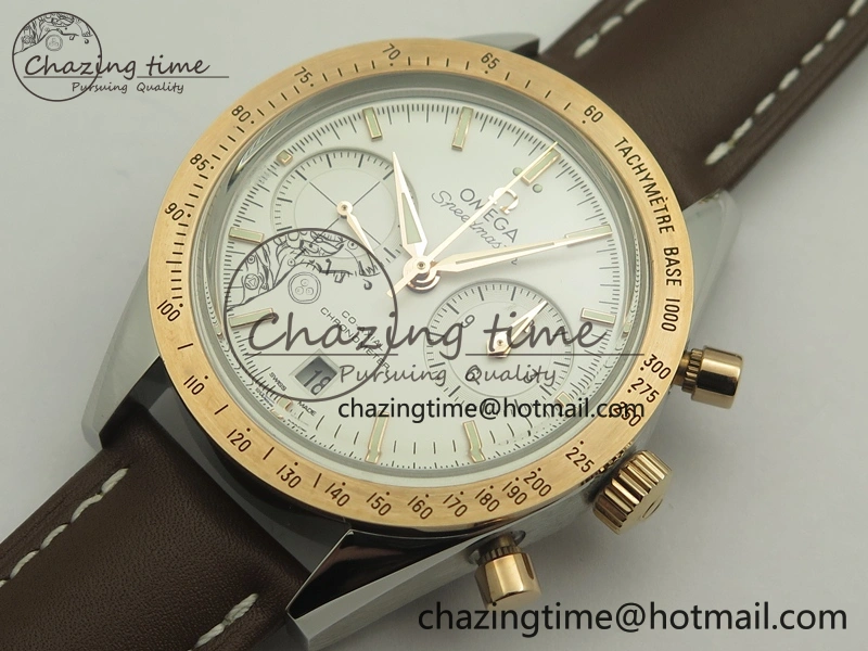 Speedmaster ’57 Co-Axial SS RG OMF 1:1 Best Edition White Dial On Leather Strap A9300 (Free Leather Strap) TopPick 8072