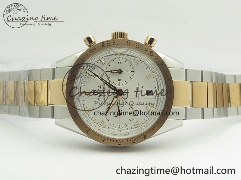 Speedmaster ’57 Co-Axial SS RG OMF 1:1 Best Edition White Dial On SS RG Bracelet A9300 (Free Leather Strap) HighQuality 8074
