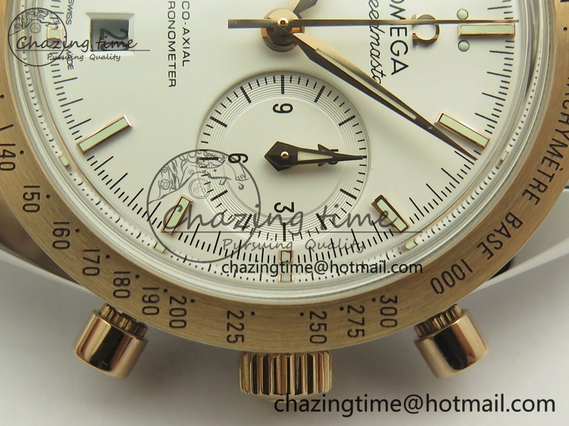 Speedmaster ’57 Co-Axial SS RG OMF 1:1 Best Edition White Dial On SS RG Bracelet A9300 (Free Leather Strap) HighQuality 8074