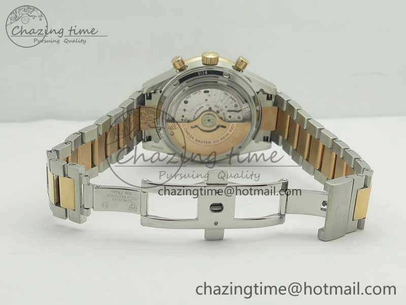 Speedmaster ’57 Co-Axial SS RG OMF 1:1 Best Edition White Dial On SS RG Bracelet A9300 (Free Leather Strap) HighQuality 8074